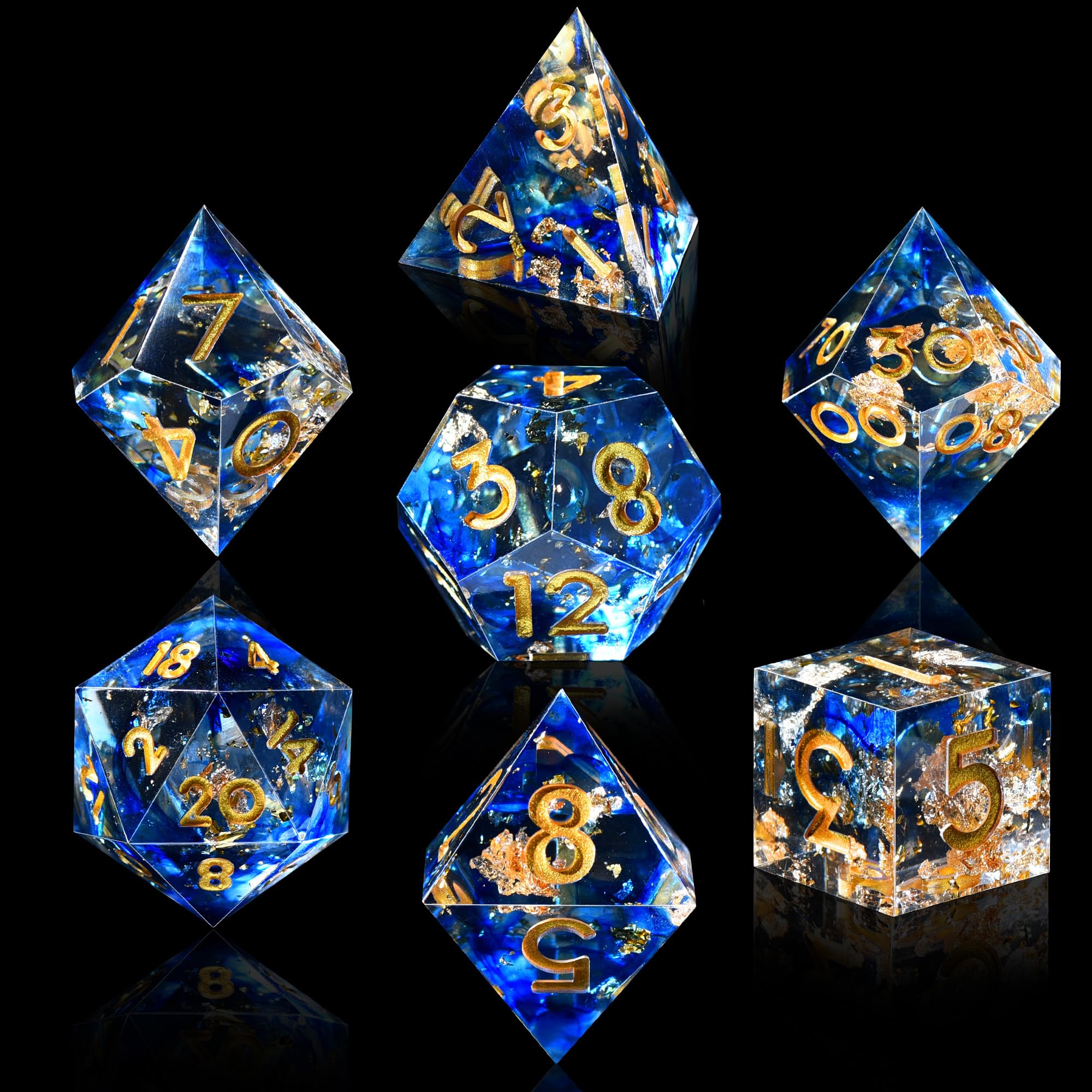 AUSTOR mirror-finish dice close-up shows precise edges.