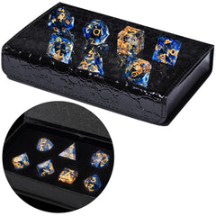 AUSTOR packaging and display for a collectible dice set.