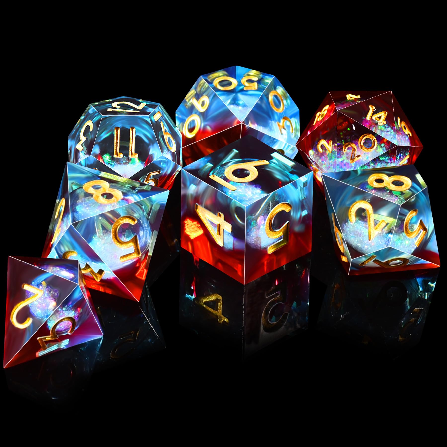 Natural resin handmade dice close-up