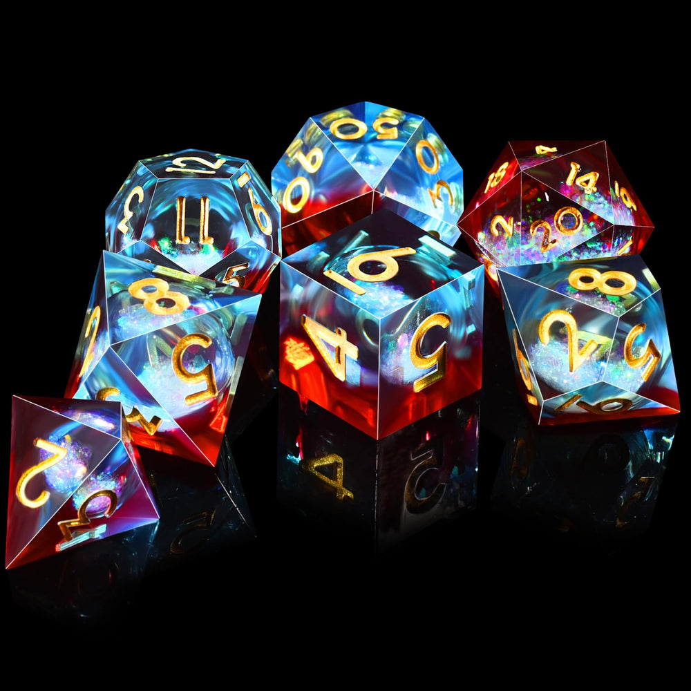 Natural resin handmade dice close-up