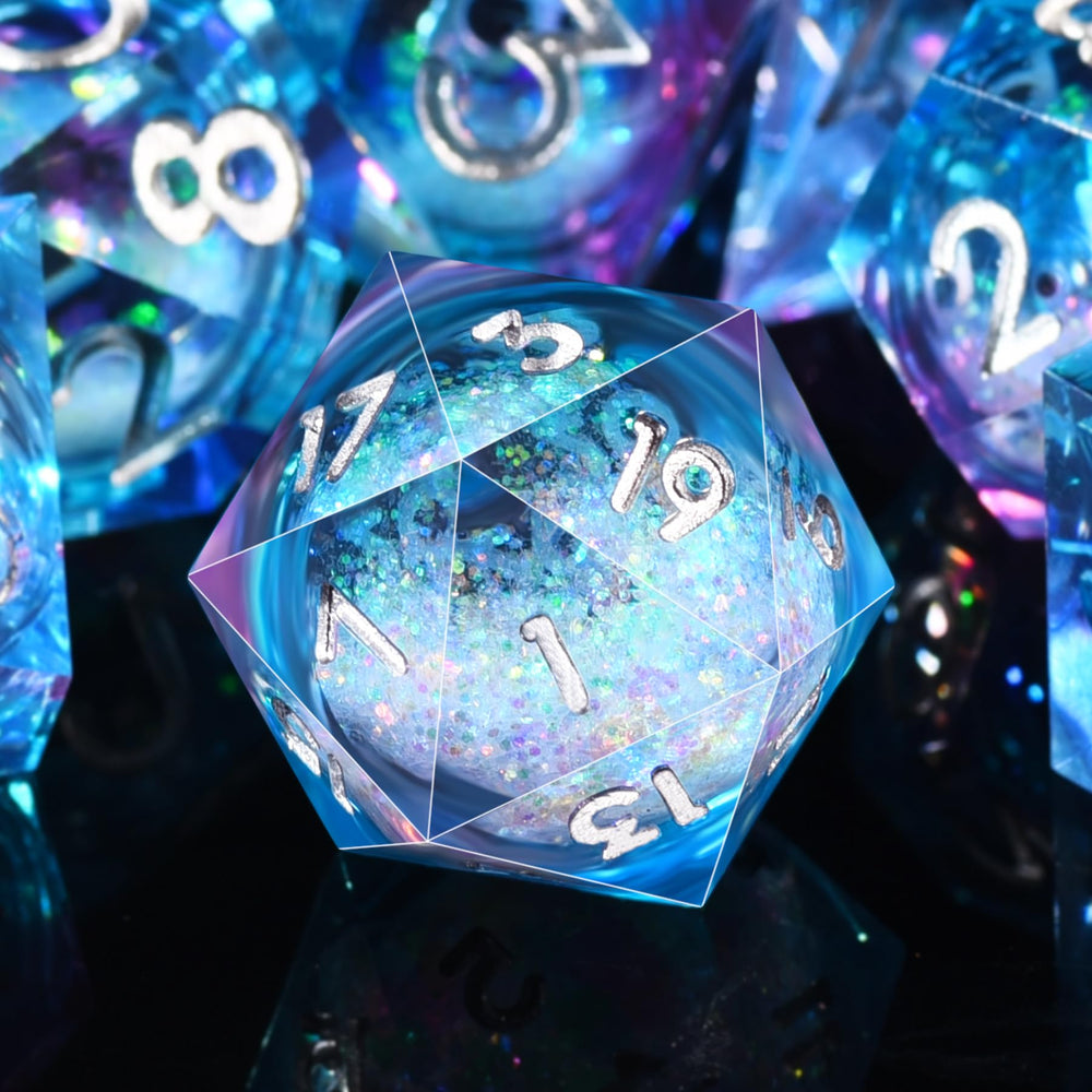 AUSTOR liquid core DND dice blue-violet full set for immersive gameplay