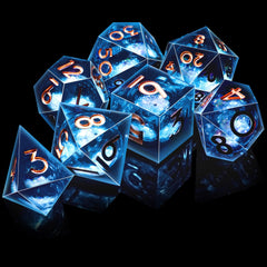 AUSTOR liquid core DND dice D10 with color shifts on landing