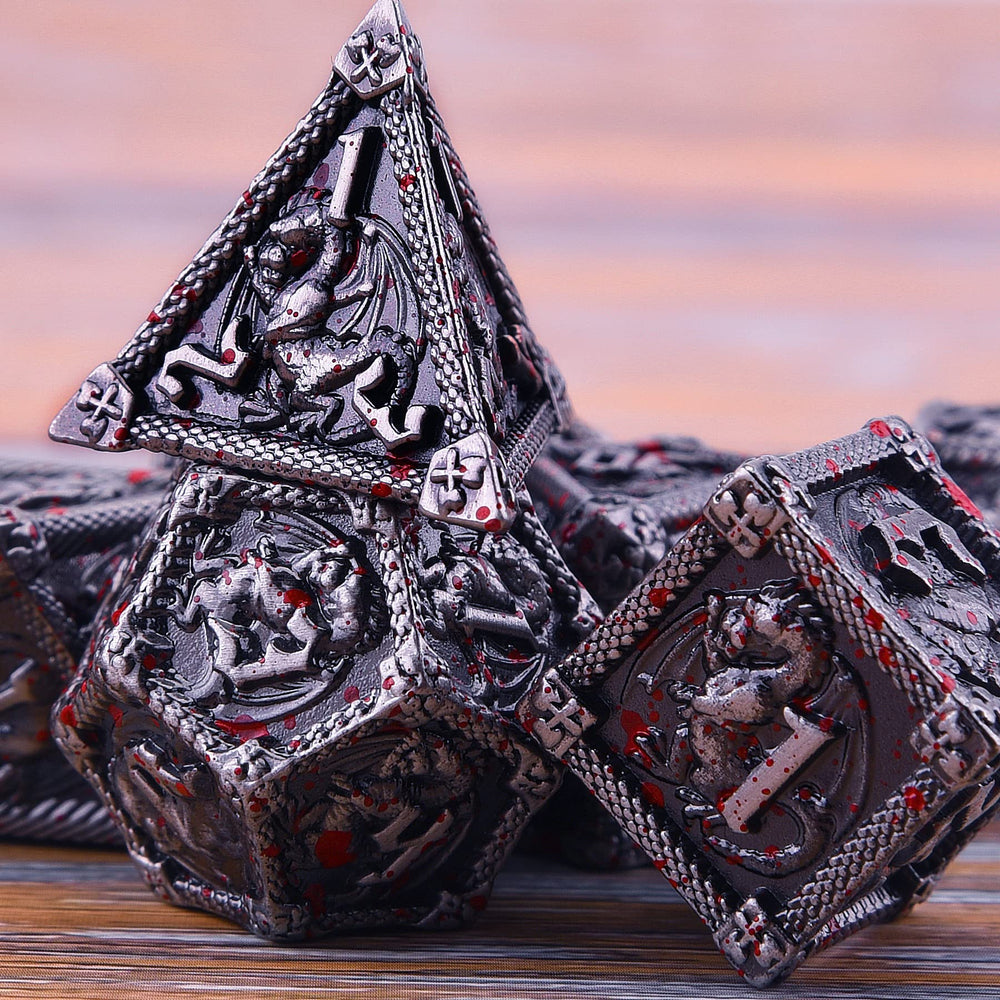 AUSTOR metal dice box with foam display for safe transport.