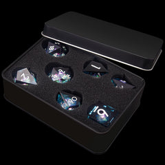 AUSTOR PU foam-lined storage box holds the seven-die DND set securely