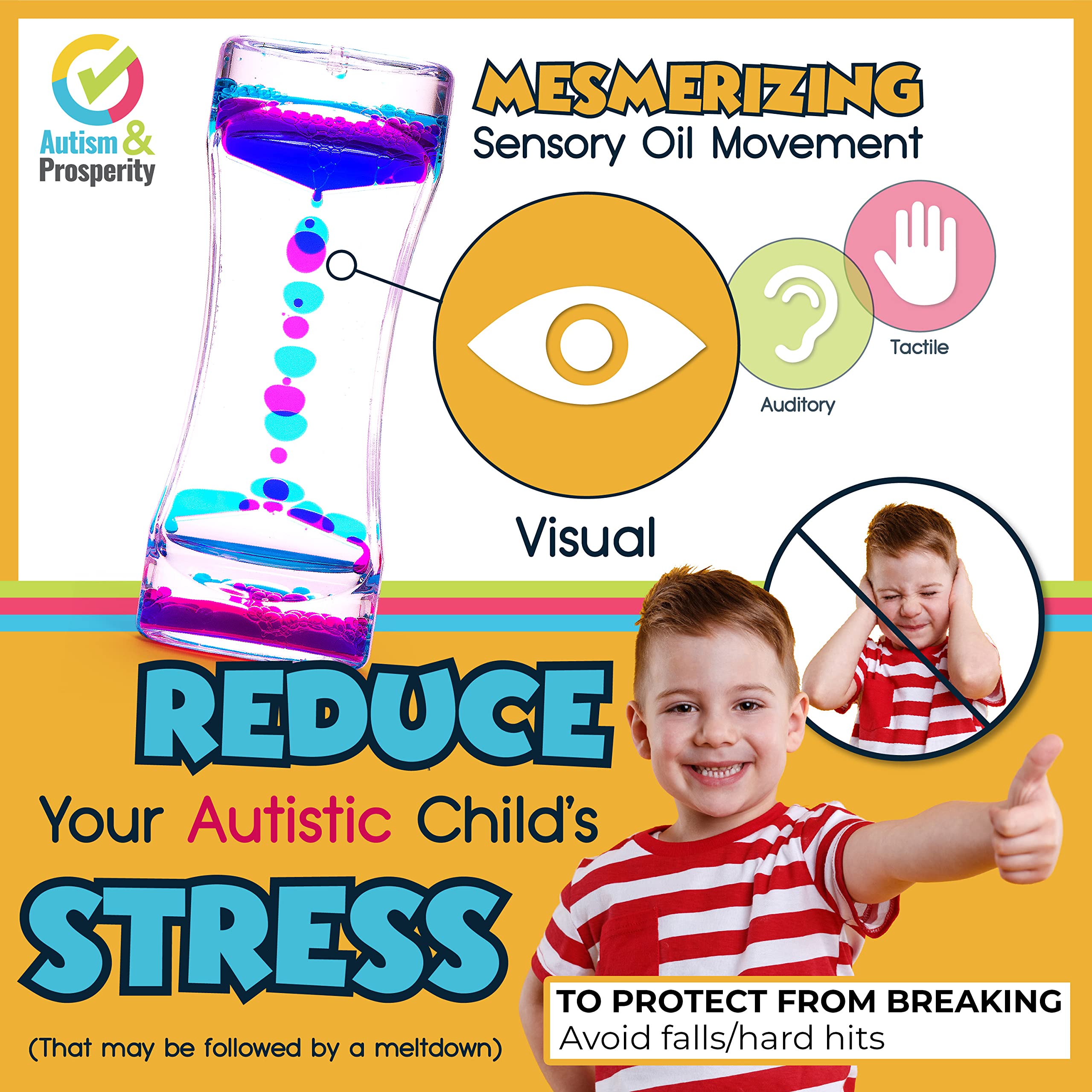 Autism & Prosperity liquid bubbler shows oil movement for visual focus and calm.