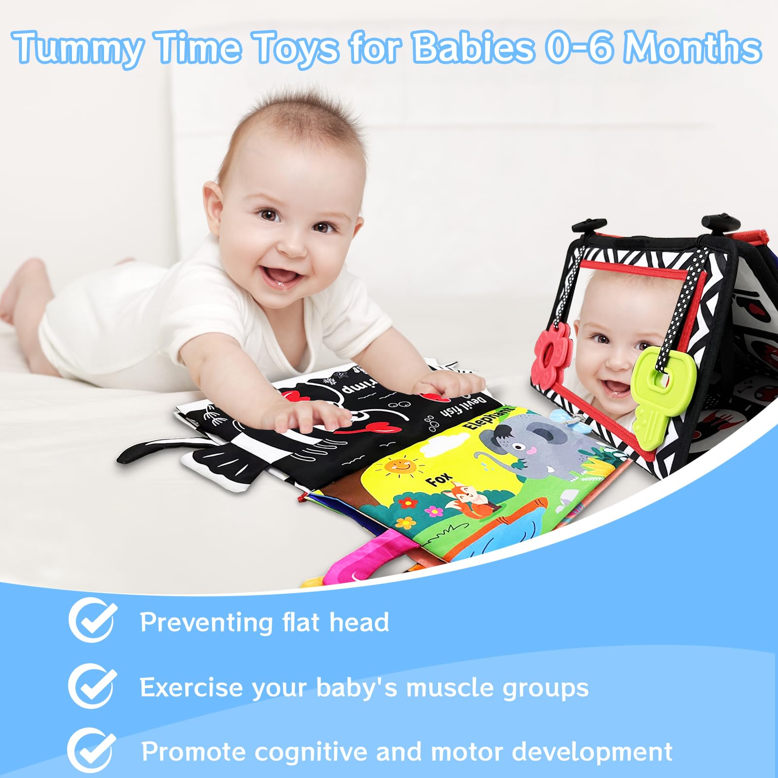 Autumety foldable mirror attachment for flexible tummy time setup