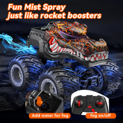 AUUGUU all-terrain monster truck with rugged tires conquering grass and sand.