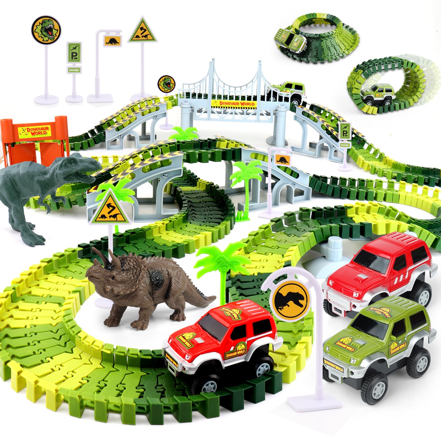 AUUGUU Dinosaur Race Track full set for imaginative play and dexterity development.