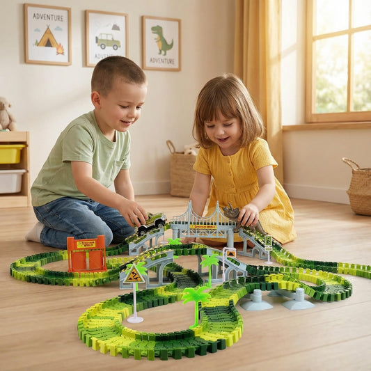 AUUGUU Track ramps and bridge showcase kid-friendly challenges and creative problem-solving.