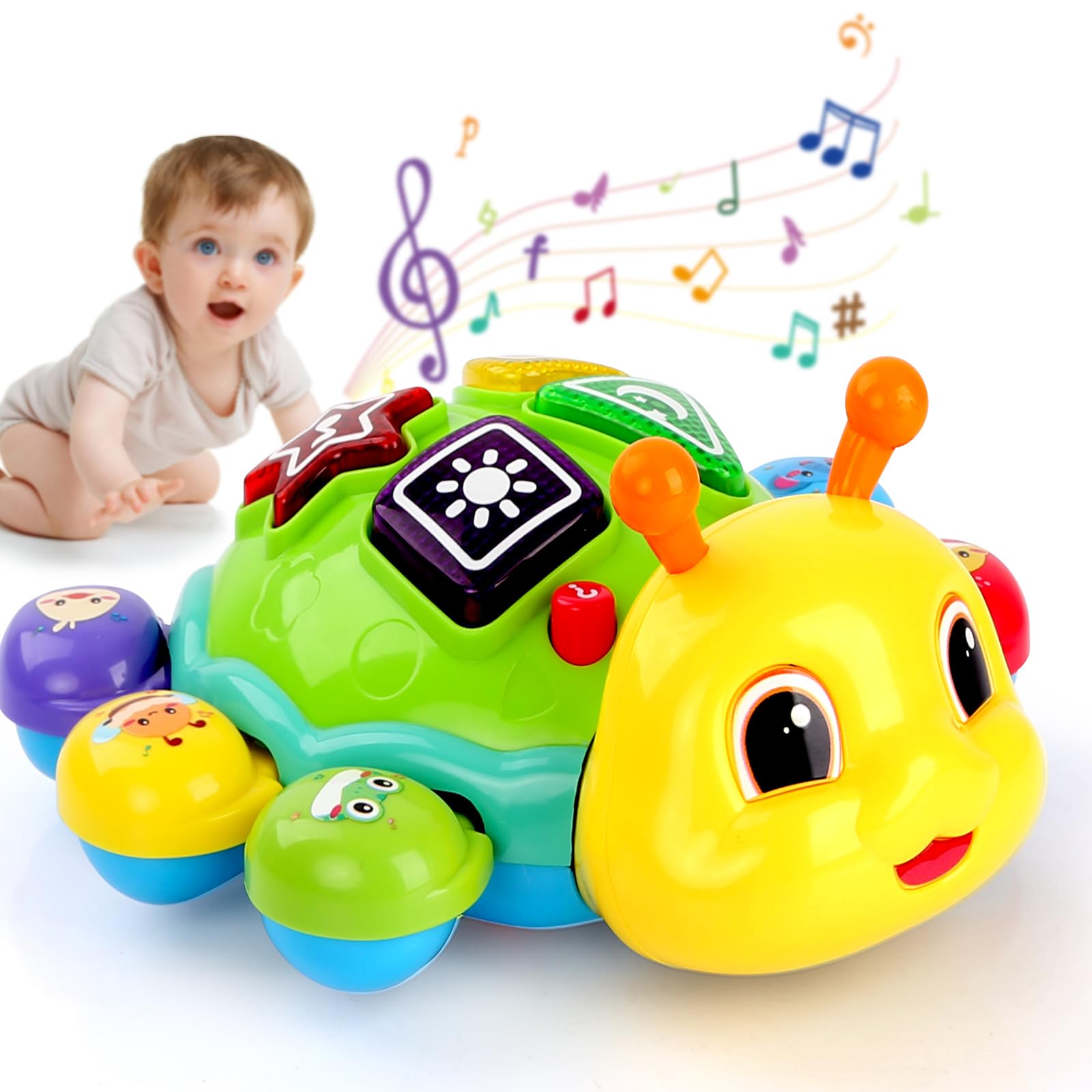 AUUGUU musical baby toy light-up crawling beetle for early exploration
