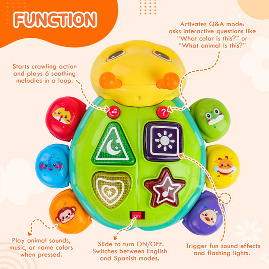 AUUGUU baby toy for tummy time with music and lights