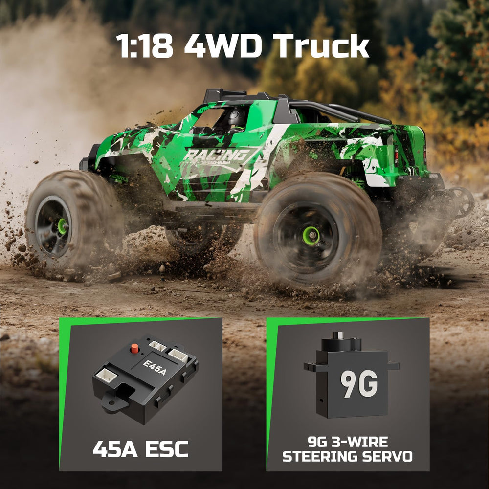 AUYRZ 36KMH RC car top view with dual battery setup for longer sessions.