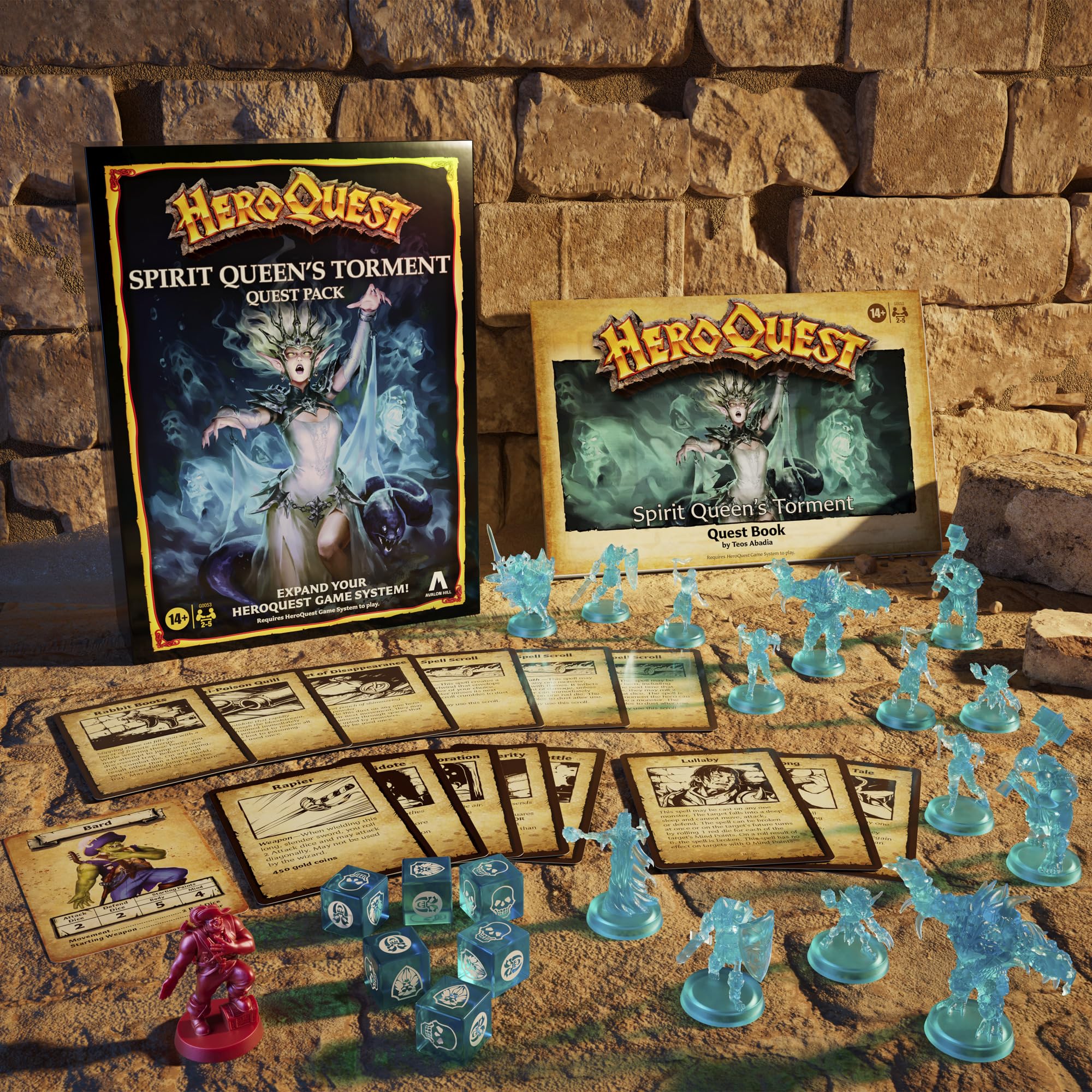 Avalon Hill Spirit Queen's Torment quest book cover inspires epic storytelling at game night.