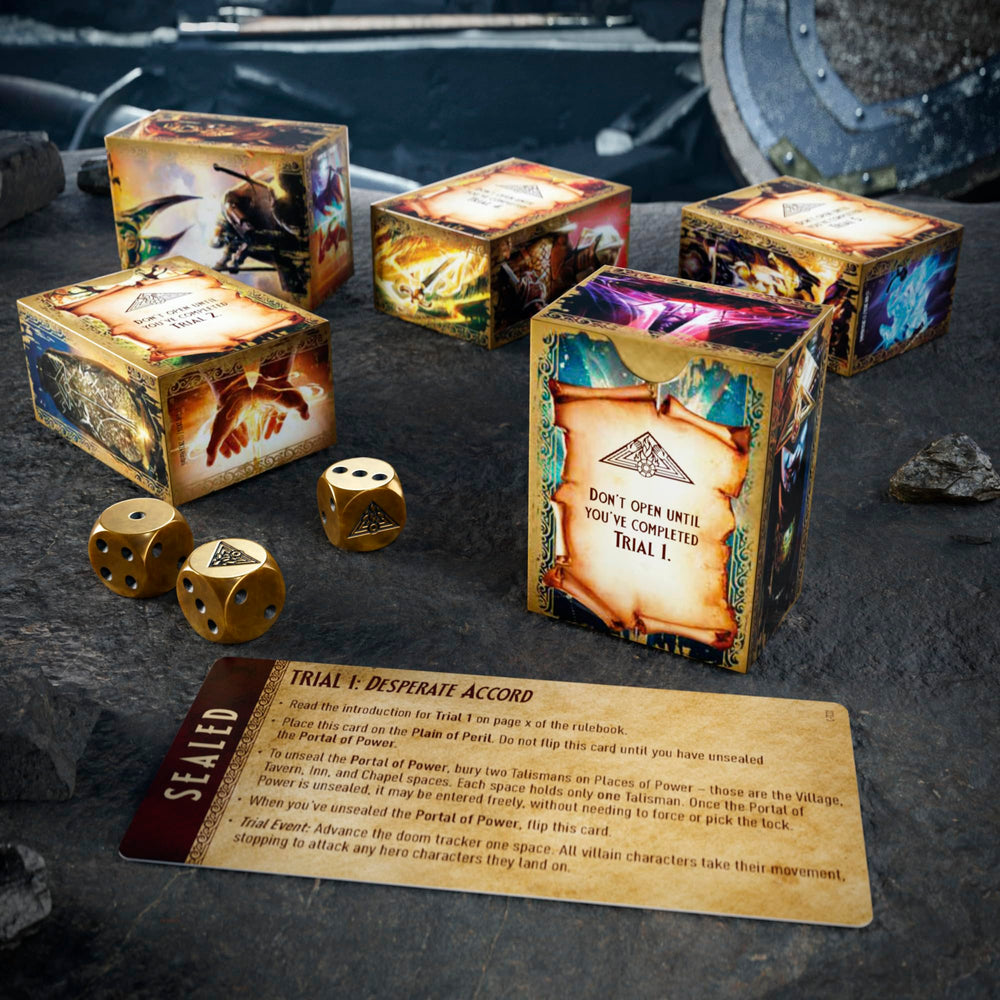 Avalon Hill Talisman Alliances mysterious-figures reveal unopened envelopes hinting at new allies.