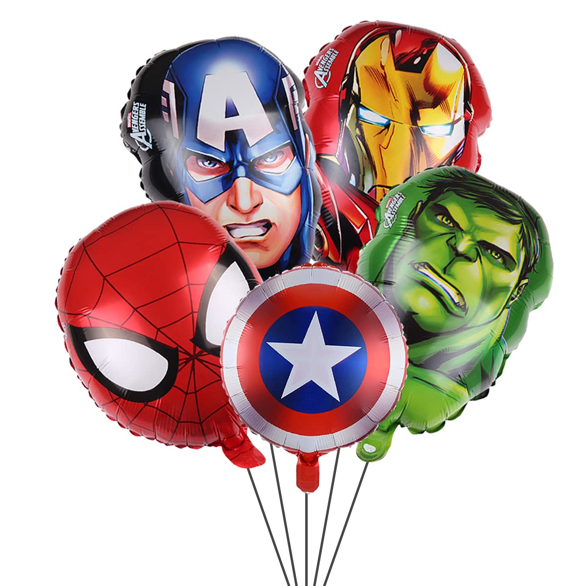 Avengers aluminium balloons close-up with metallic finish for vibrant party decor.