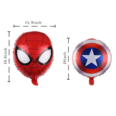 Avengers aluminium balloons inflation setup showing air or helium filling options.