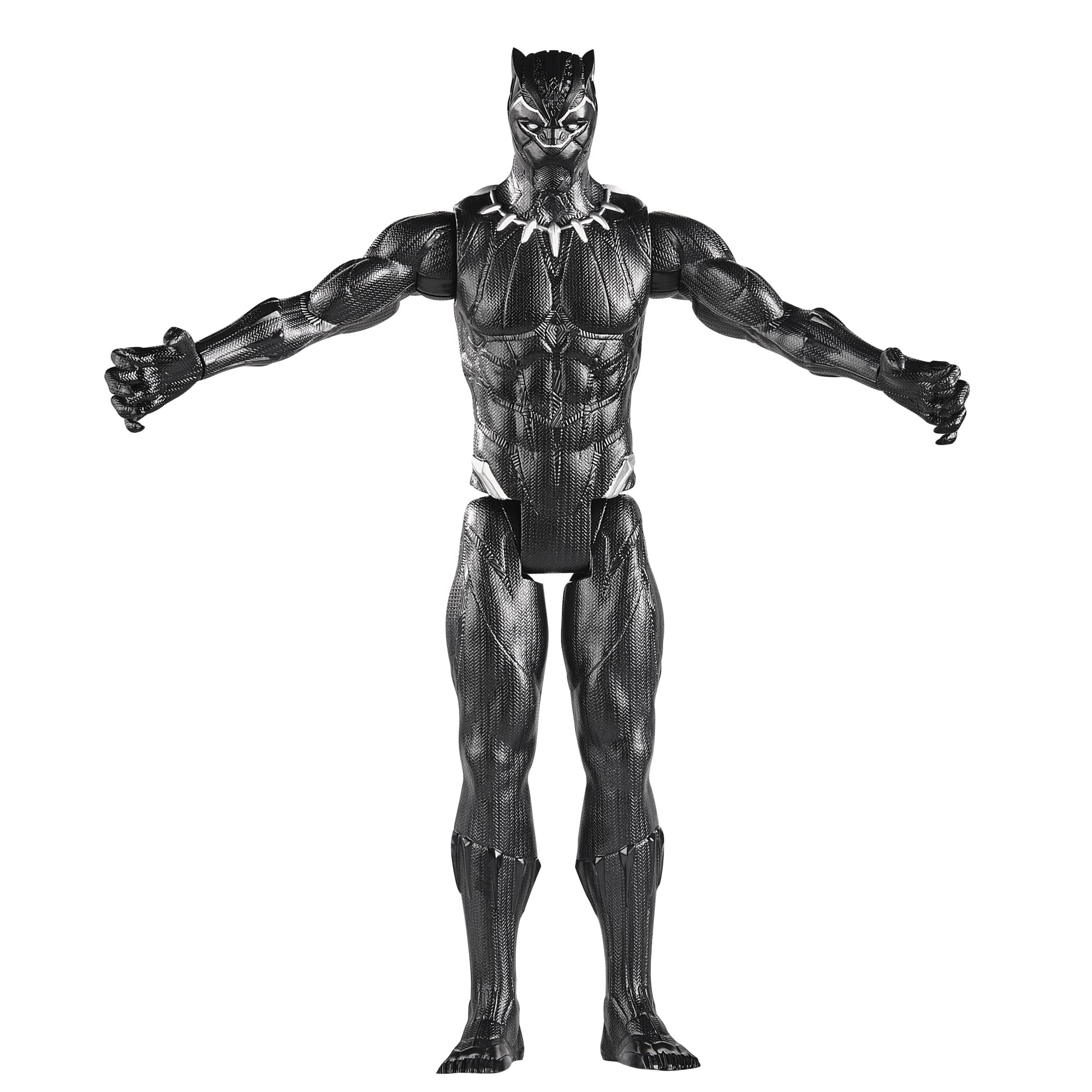 Avengers Black Panther figure interacts with friends' figures for epic scenes.