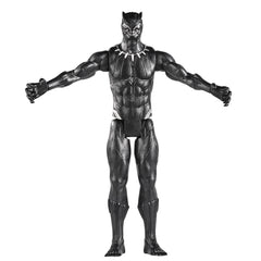 Avengers Black Panther figure interacts with friends' figures for epic scenes.