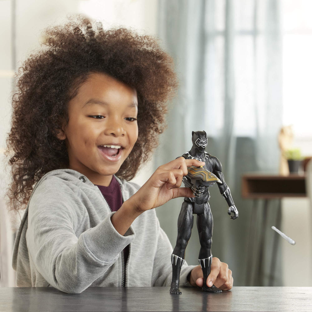 Black Panther in a high-tech suit with Wakanda-inspired design