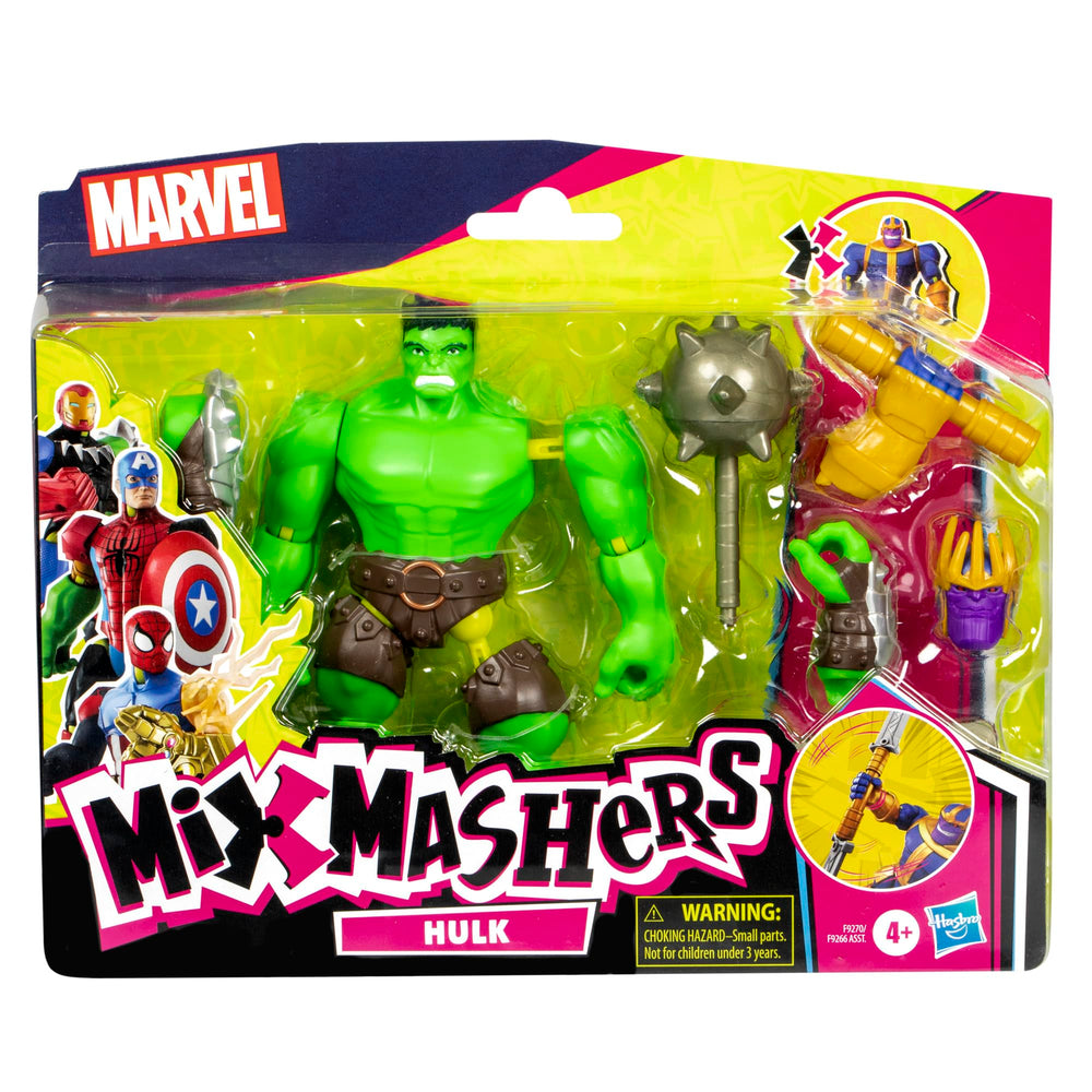Avengers MixMashers Hulk includes Thanos parts for expanded customization options.