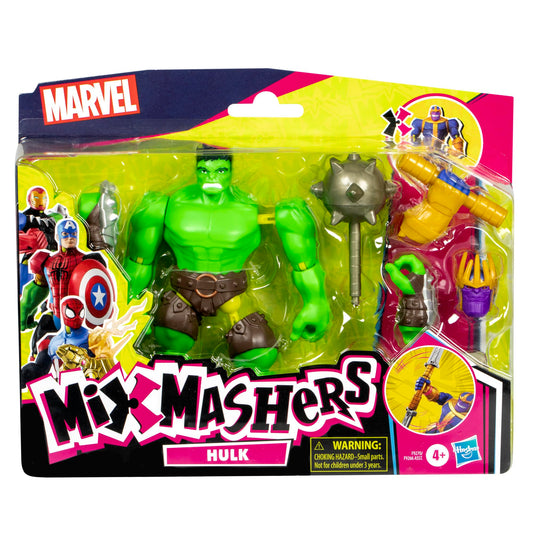 Avengers MixMashers Hulk includes Thanos parts for expanded customization options.