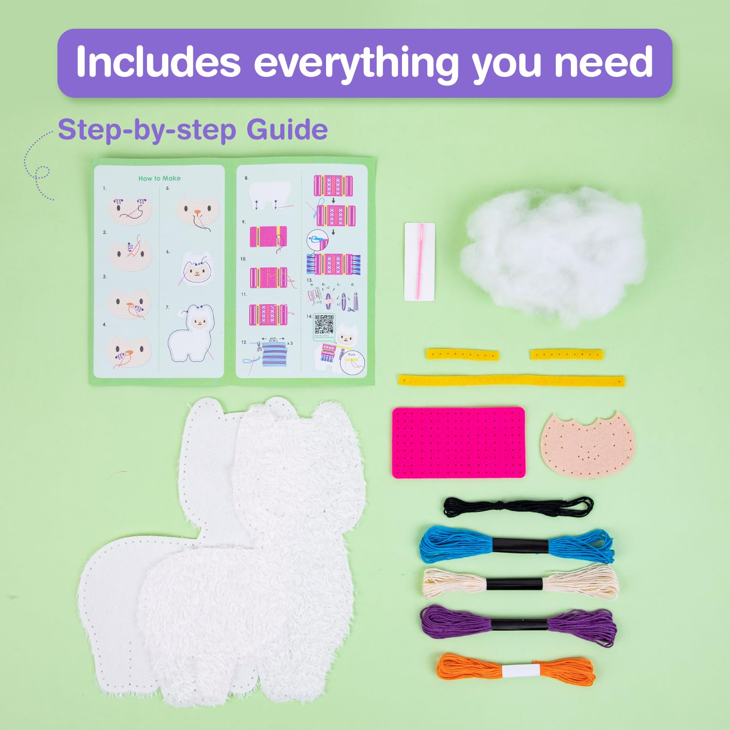 Avenir sloth plush from beginner kit, simple stitches for small hands