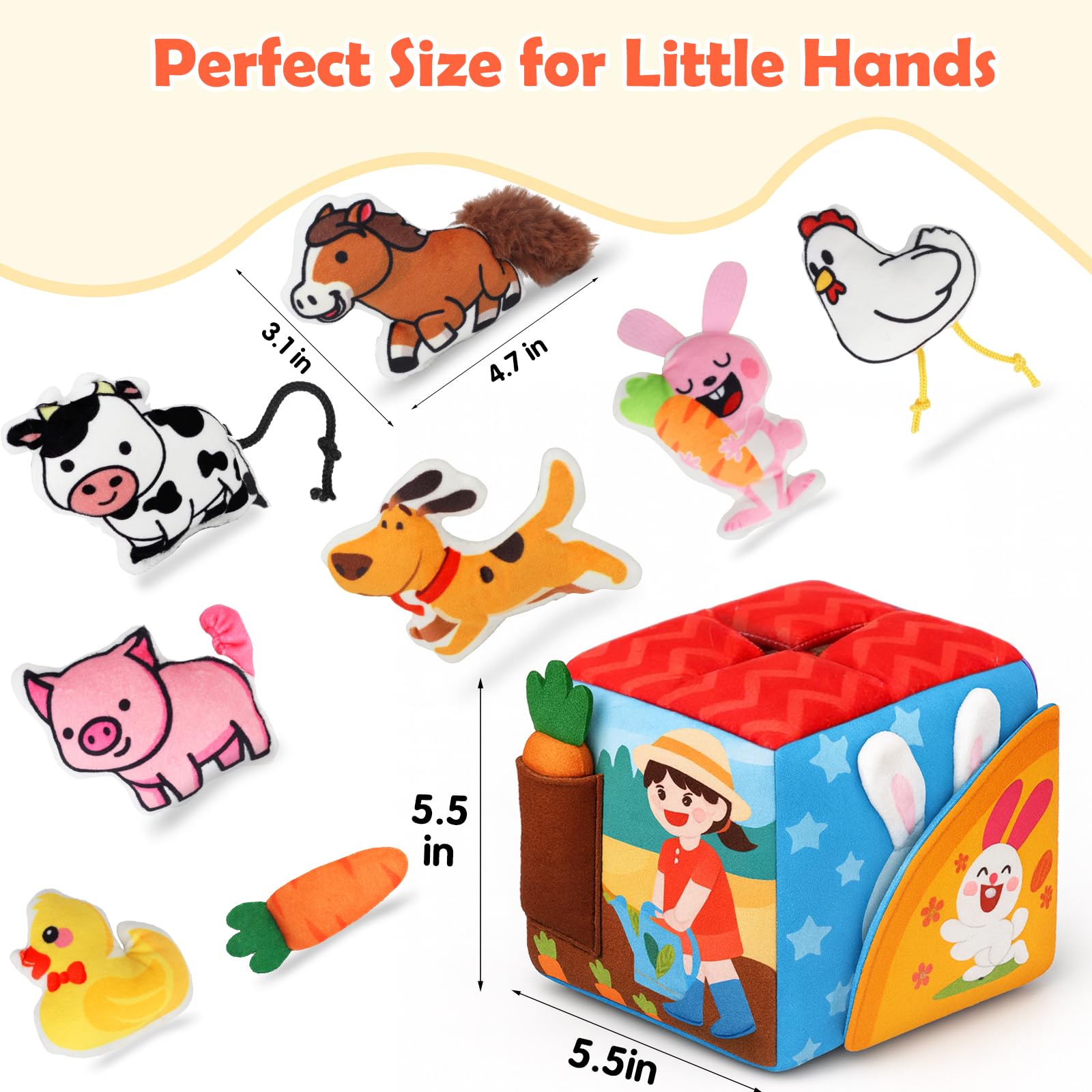 Avesa rattle and stuffed animal within the sensory box for auditory play