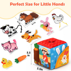 Avesa rattle and stuffed animal within the sensory box for auditory play
