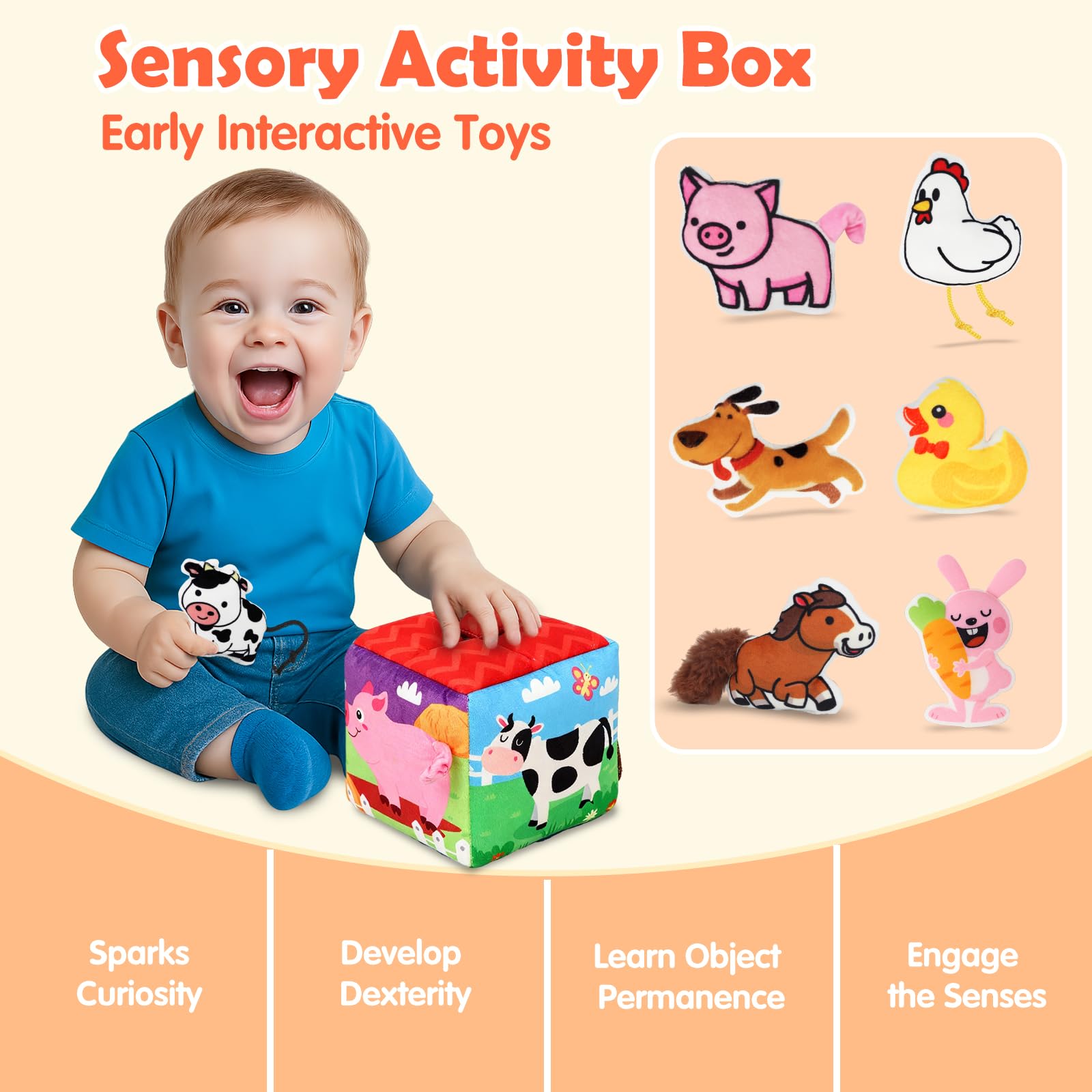 Avesa removable carrot toy for grasping and cause-effect play