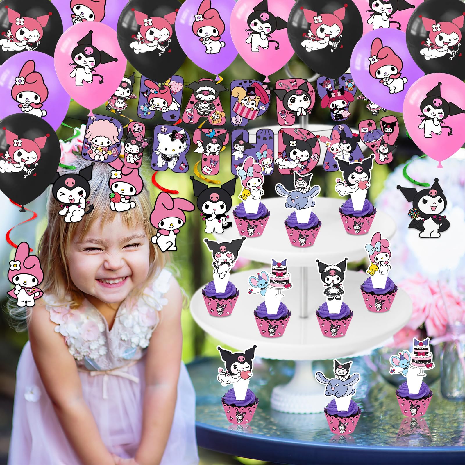 AVONO Kuromi foil balloons brighten the party.