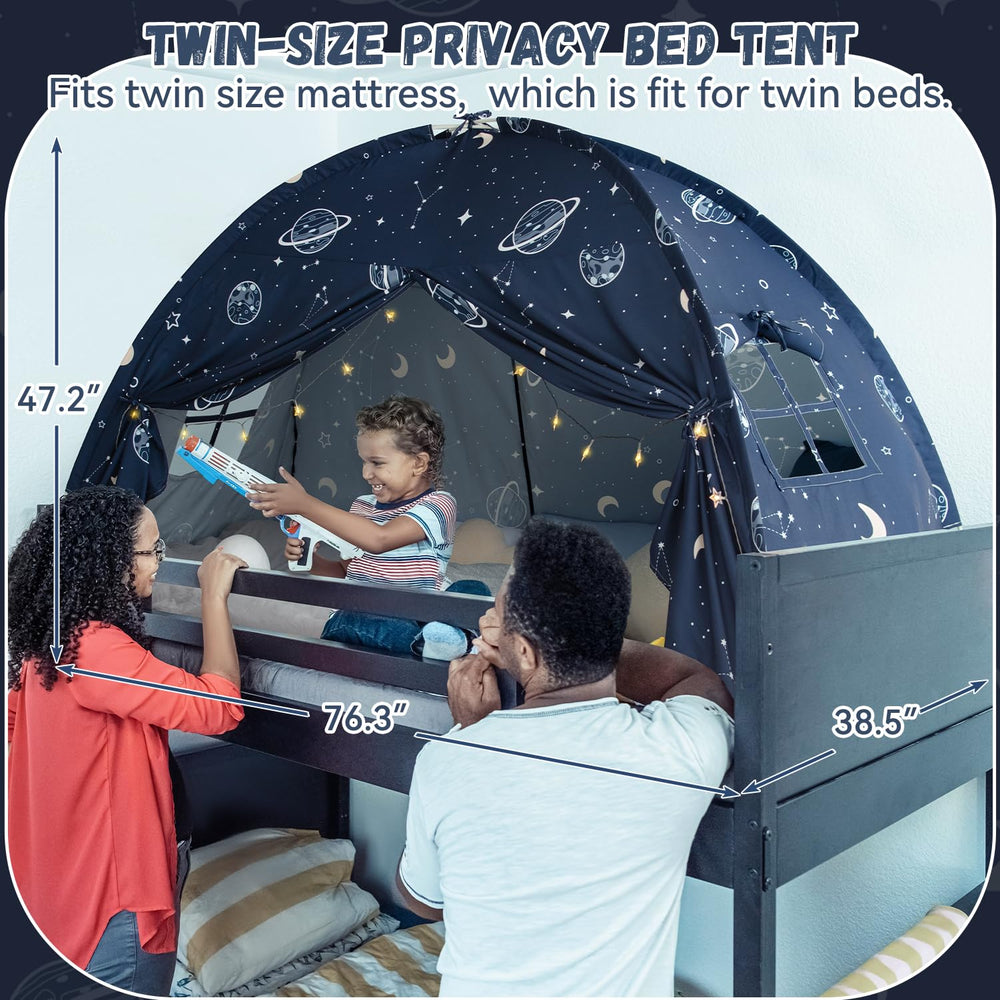 Avrsol bed tent twin measures about 193 by 98 by 120 cm, fitting most twin beds