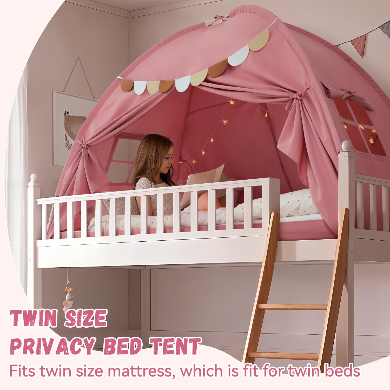 Avrsol twin bed tent pink easy-setup helps quick playtime transitions