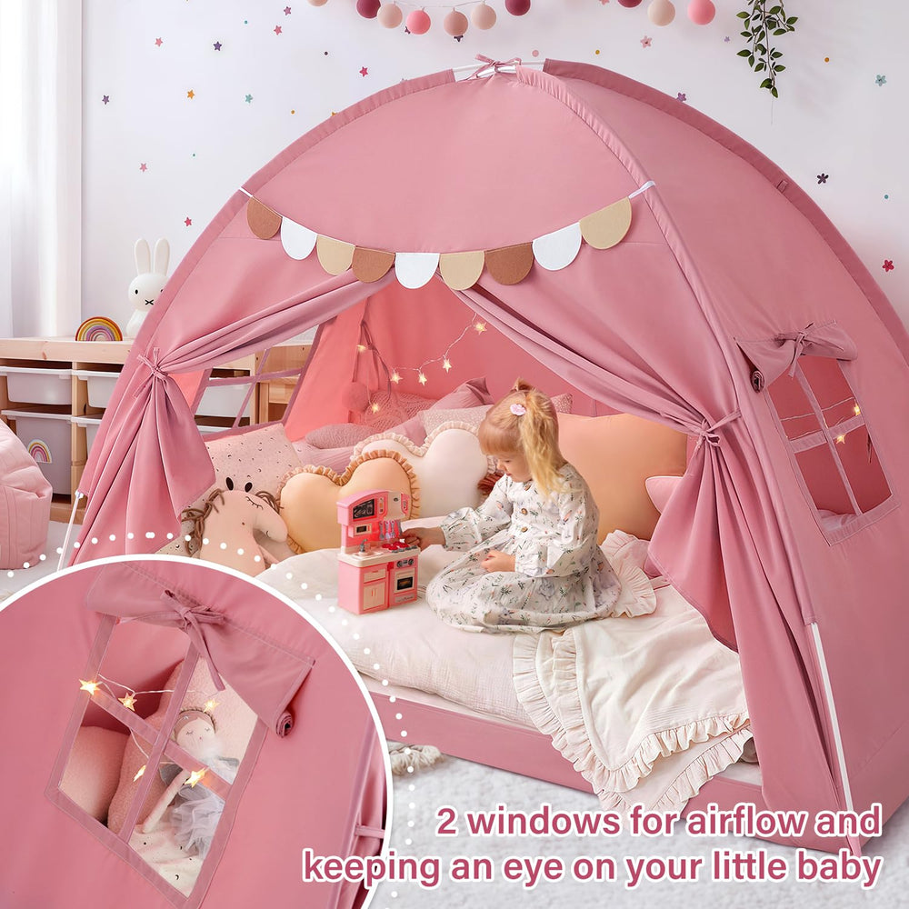 Avrsol twin bed tent pink window design enables breathable privacy