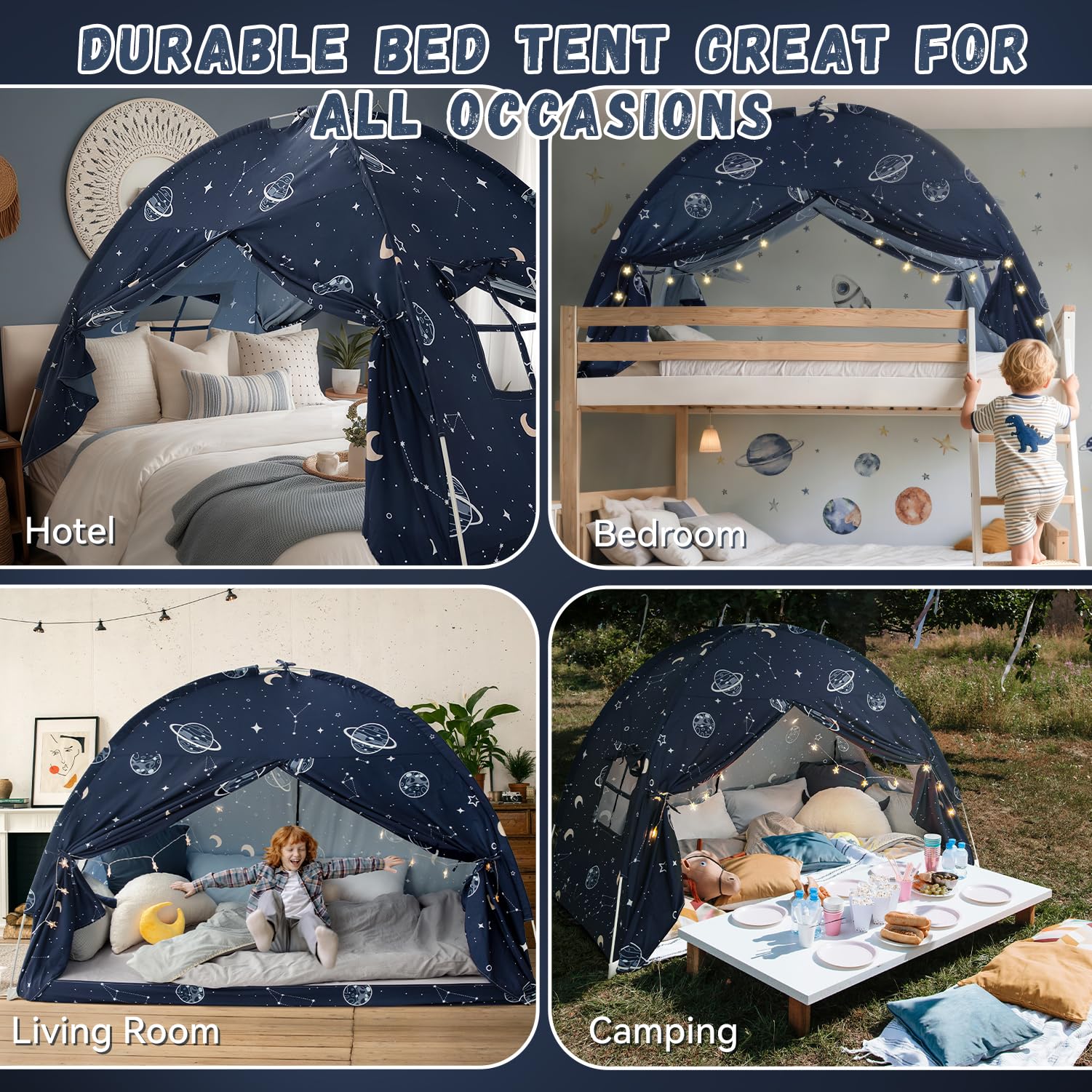 Avrsol bed tent window design enables ventilation while child observes surroundings.