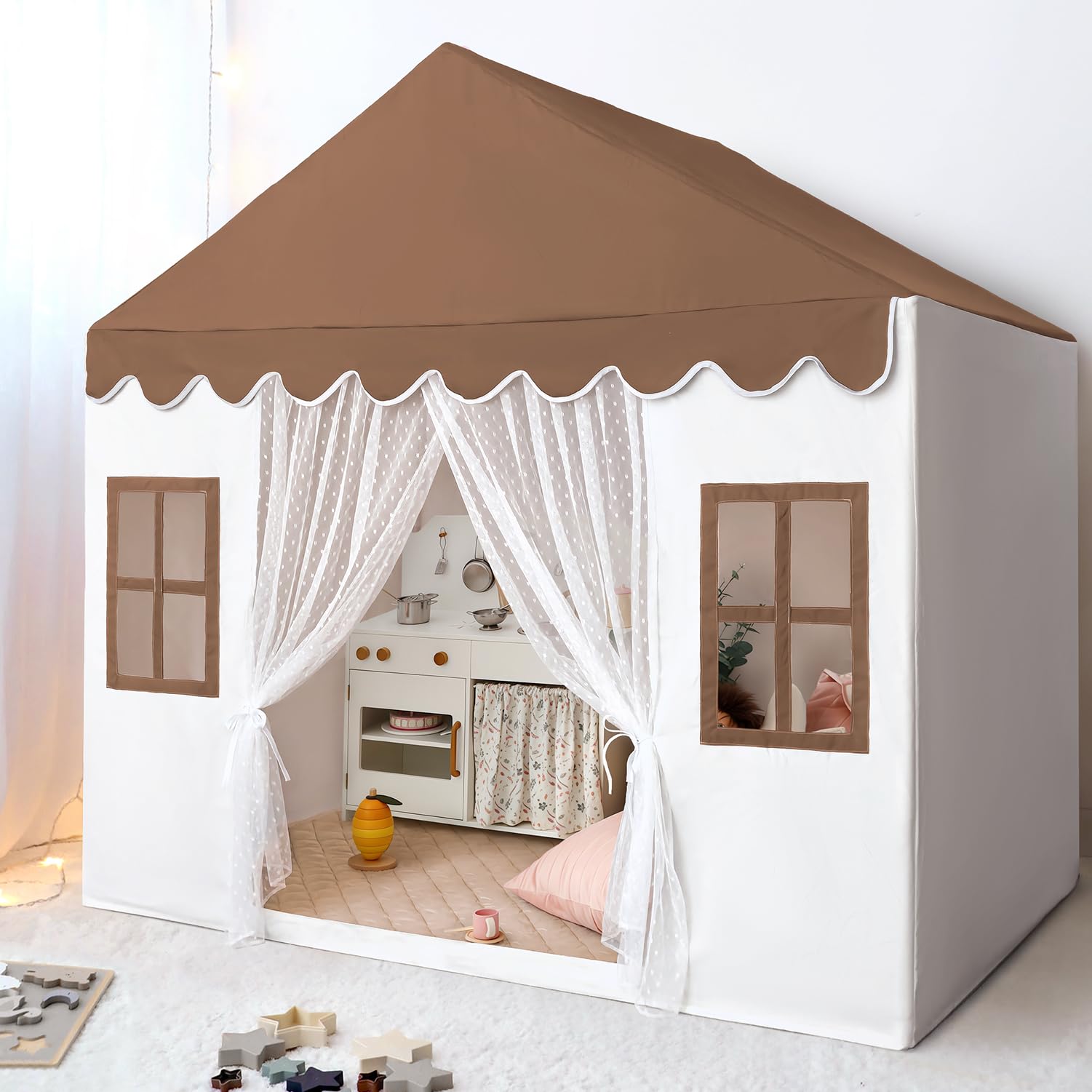 Avrsol Kids Play Tent with a large indoor playhouse inviting cooperative play