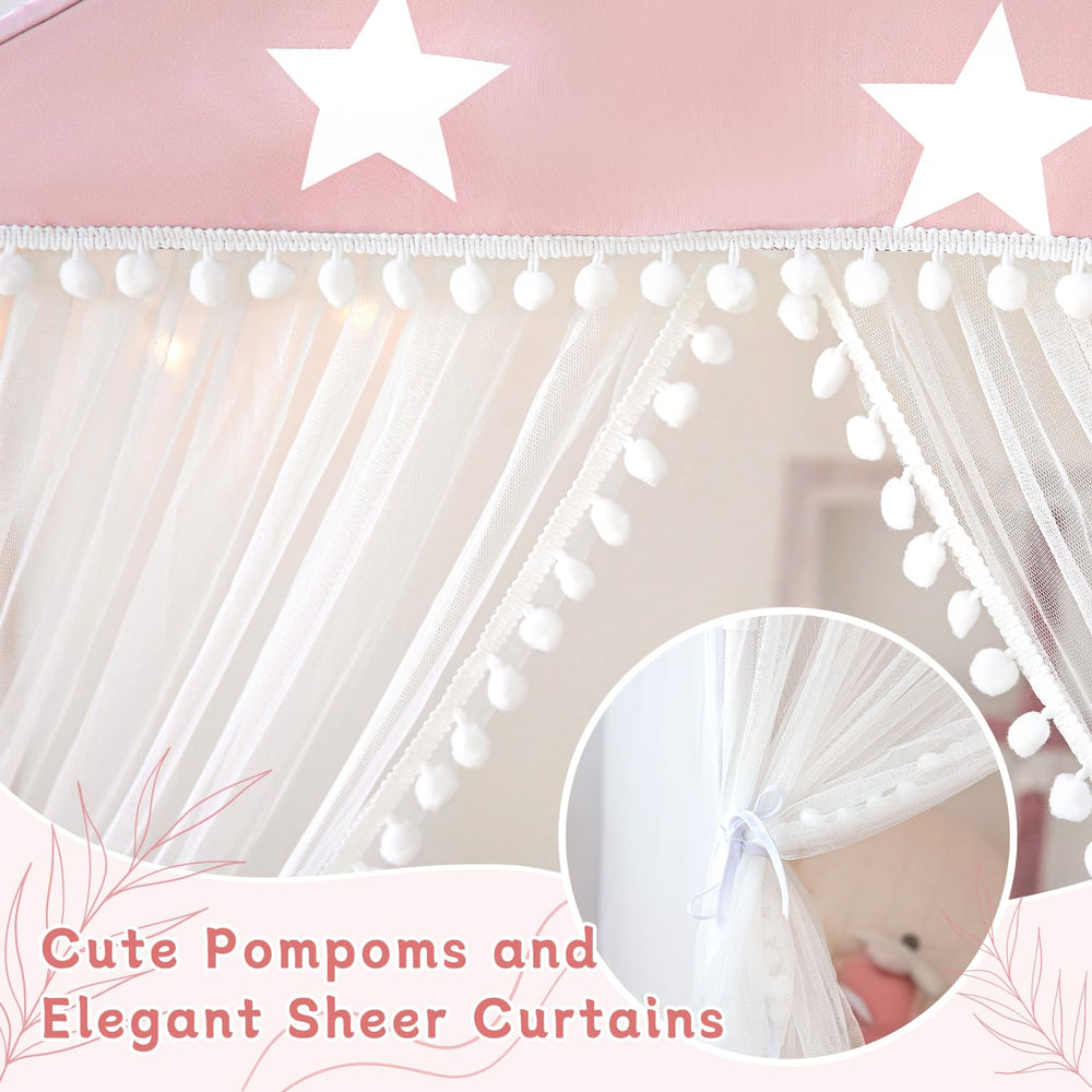Avrsol Pink toddler tent complements bedroom decor while supporting imaginative play.