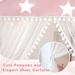 Avrsol Pink toddler tent complements bedroom decor while supporting imaginative play.