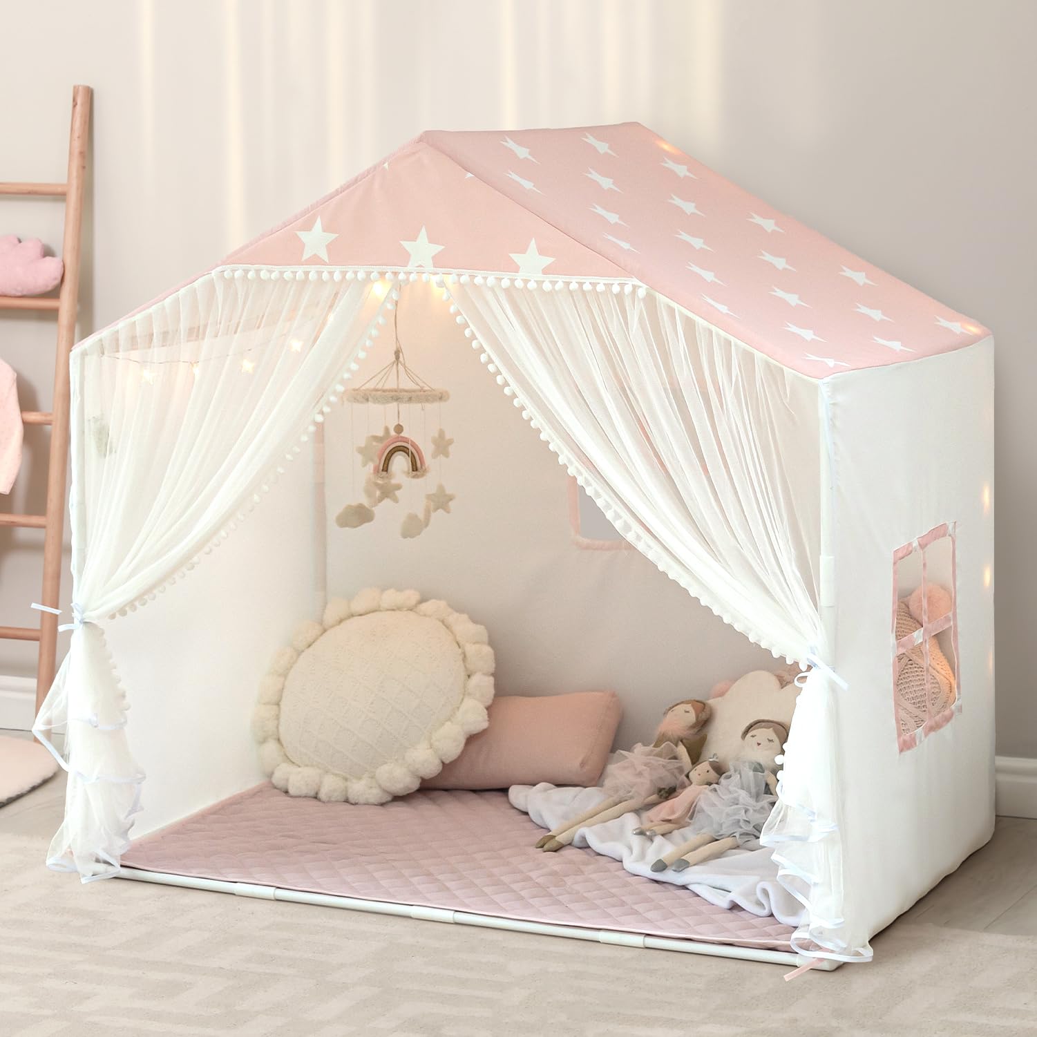 Avrsol Play tent with mat provides a cozy indoor base.