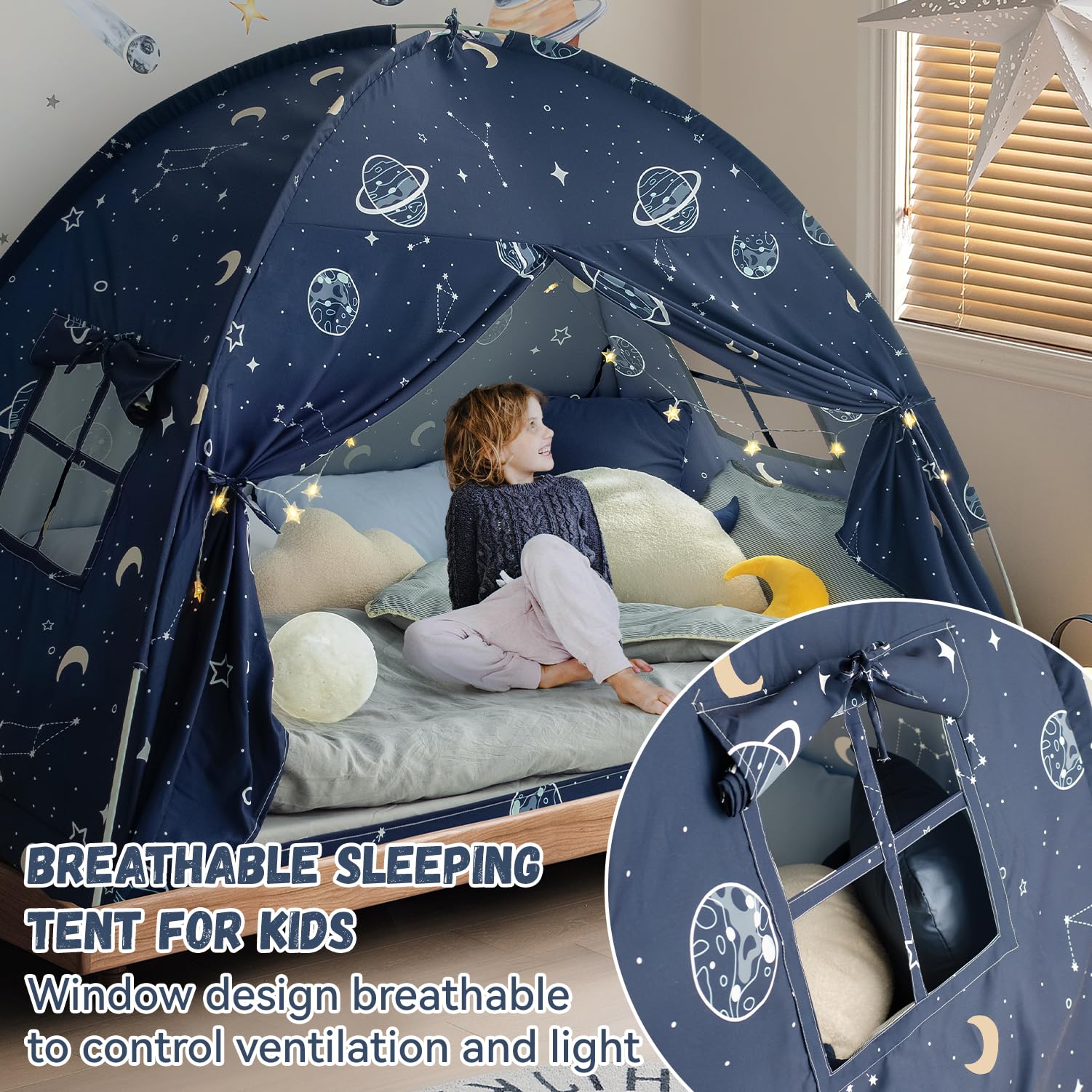 Avrsol durable polyester-cotton blackout fabric keeps light out.