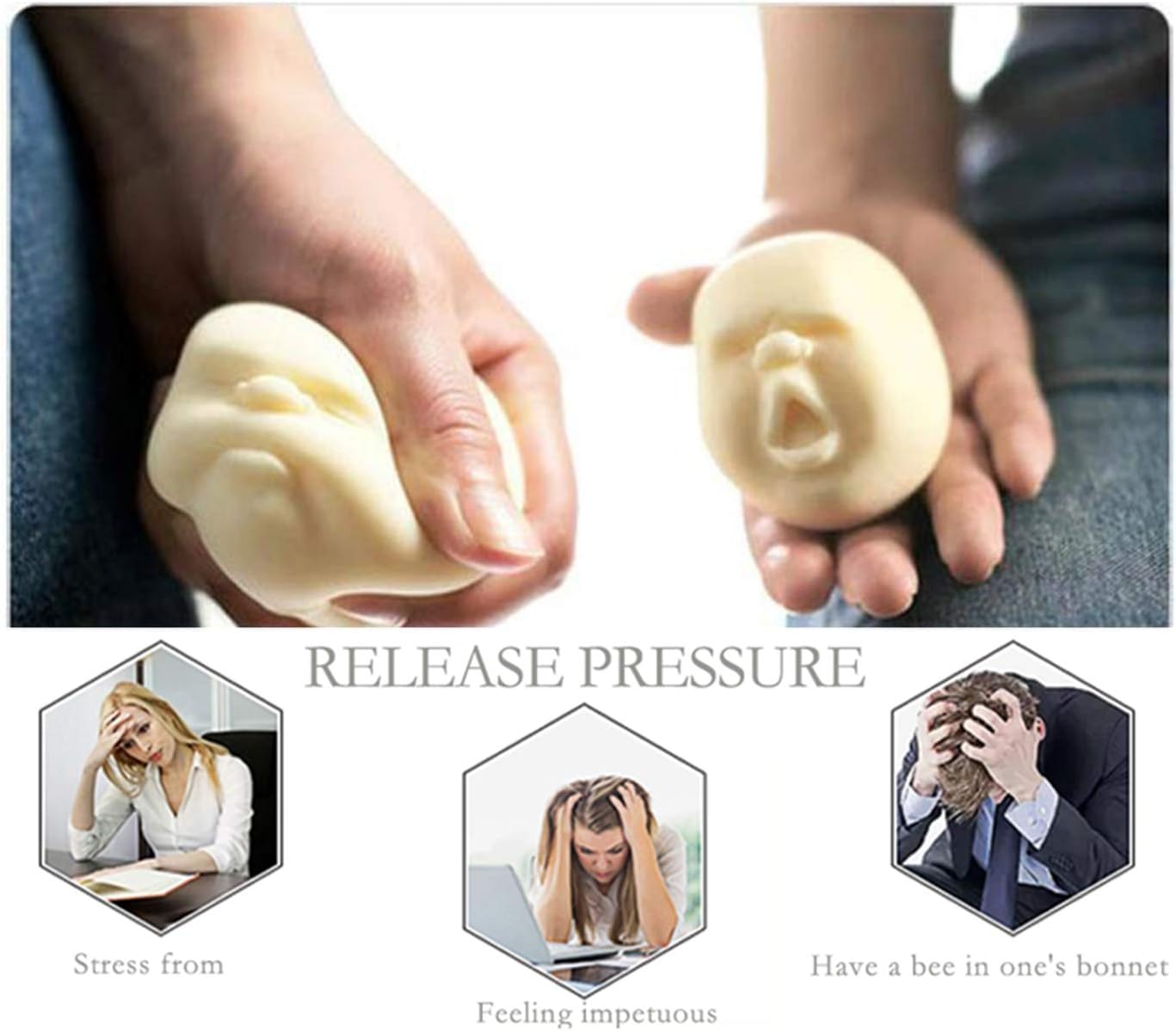 AWANGLUO anti-stress ball showing non-toxic material and squish-friendly surface.