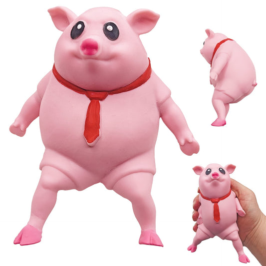 AWANGLUO pink pig squishy toy close-up showing soft rubber texture for stress relief