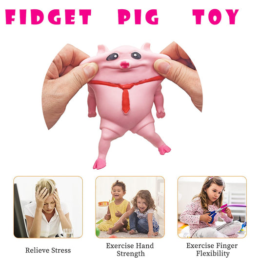 AWANGLUO pink pig squishy toy stretched to showcase durability and leak-free design