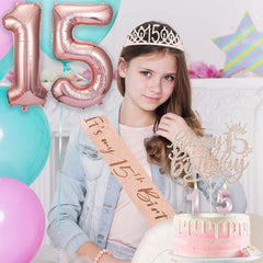 Awfrky Happy 15th birthday cake topper to add sparkle to desserts