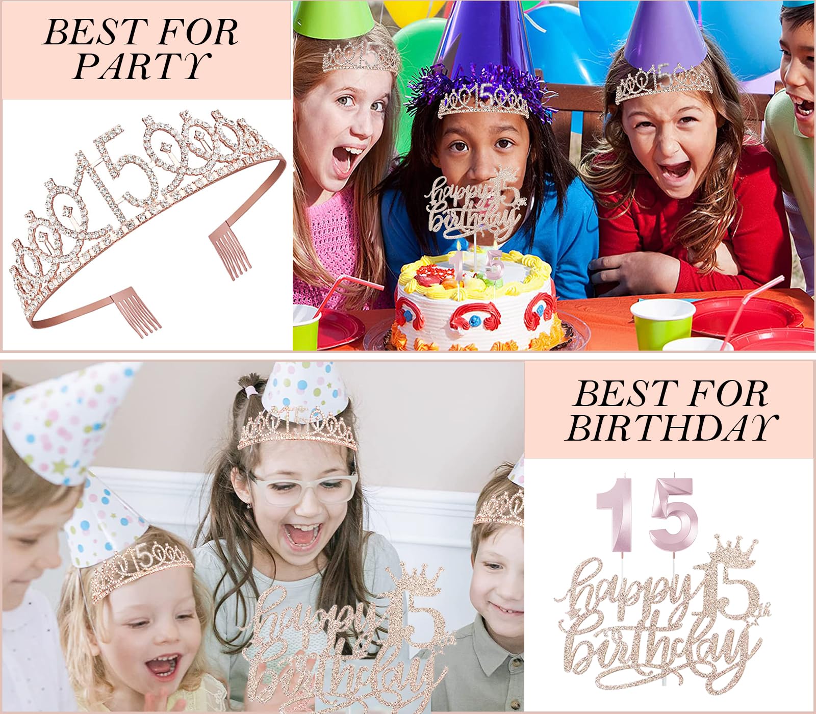 Awfrky rose gold 15 number balloons to create a romantic party atmosphere