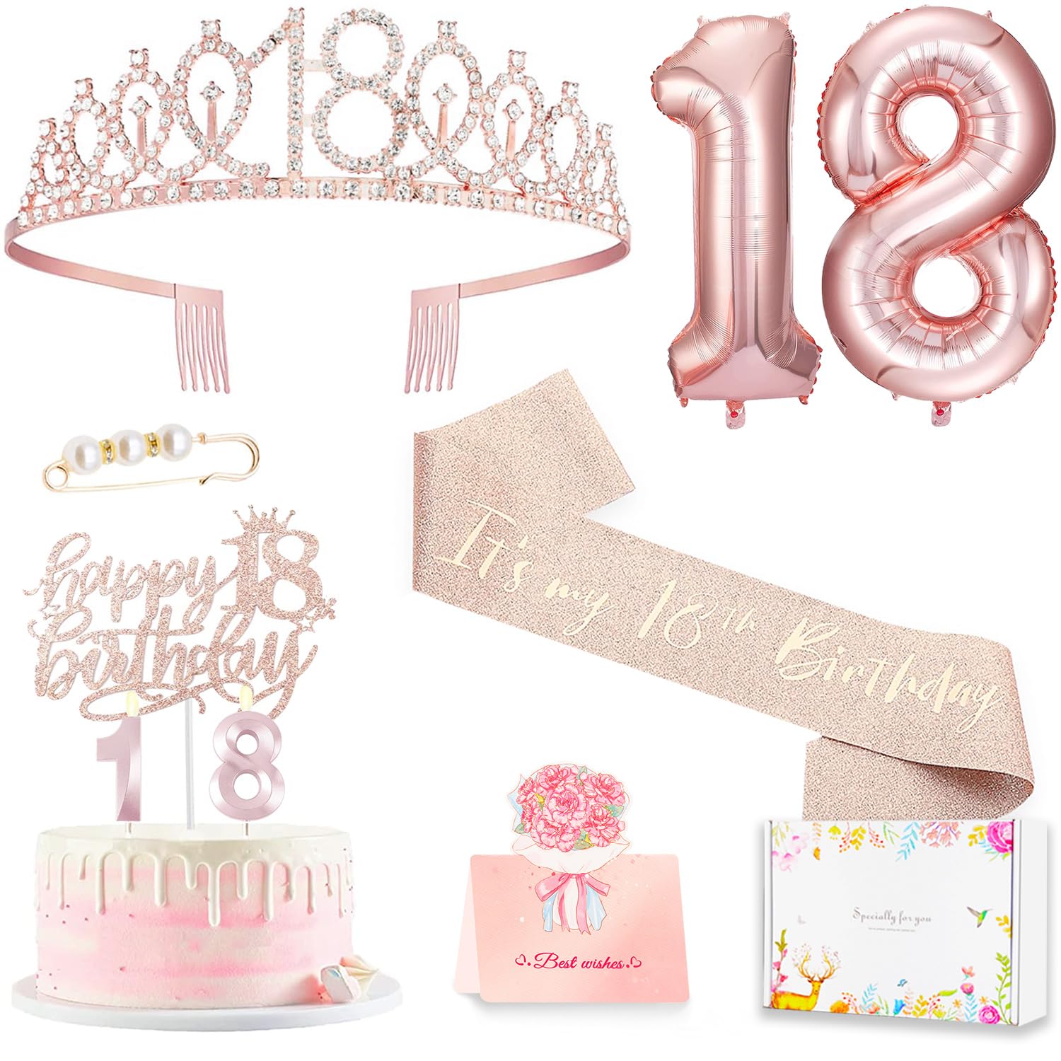 Awfrky rose gold 18th crown with secure combs for lasting wear.