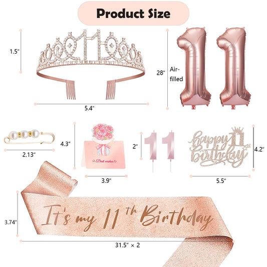 Awfrky glitter sash for 11th birthday, adjustable and comfortable