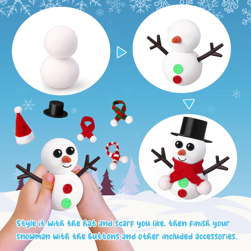 Snowman accessories including eyes, hats, and scarves.