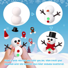 Snowman accessories including eyes, hats, and scarves.