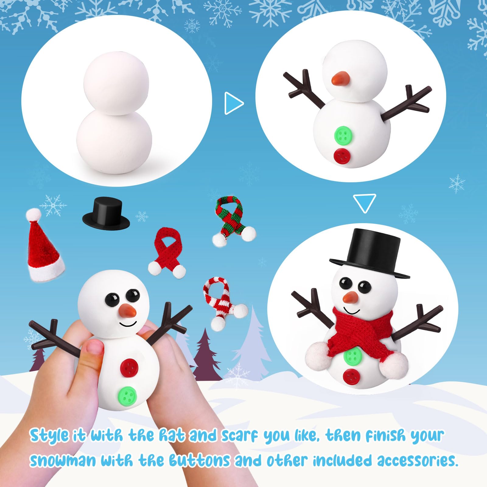 AWHETIE snowman face details show eyes, nose, and buttons for playful decorating