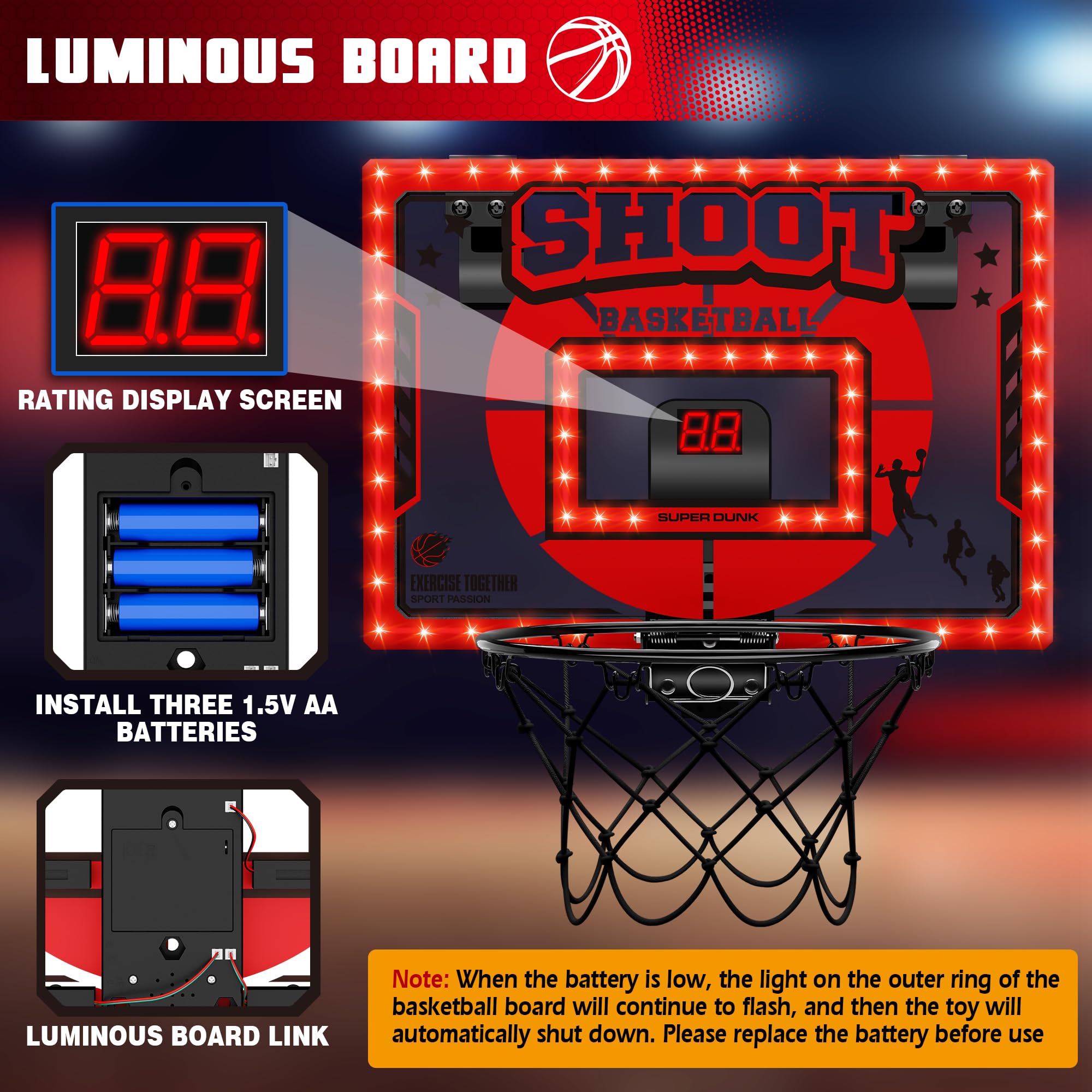 Awinto durable backboard and steel rim withstand powerful play.